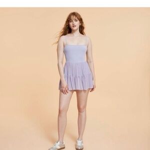 Blogilates Lavender Activewear dress romper with built in shorts and pockets
